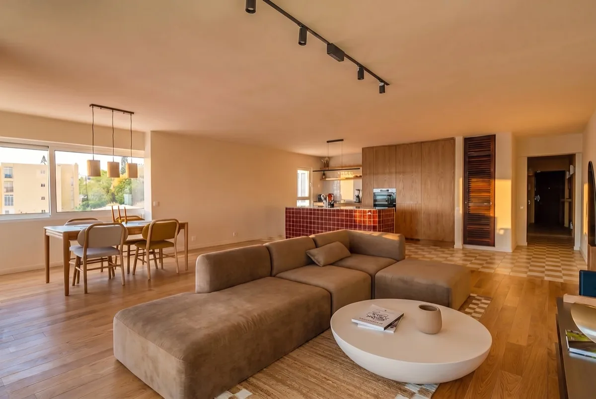 The open-plan living and dining room